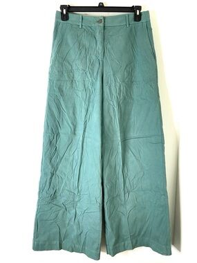 Rosso35 Aqua Green Wide Leg Pants Made in Italy Cotton Stretch Quality Designer
